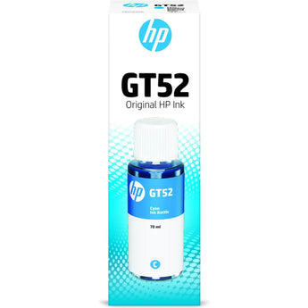 HP GT52 Cyan Original Ink Bottle (M0H54AE) for vibrant, high-quality printing with HP Smart Tank printers.