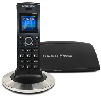 Sangoma DECT Combo with D10M handset and DB20E base station. Wireless phone system for EU/UK, offering mobility and clear audio.