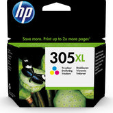 HP 305XL High Yield Tri-Color Original Ink Cartridge (3YM63AE) for HP DeskJet printers. Crisp text and vivid colors.