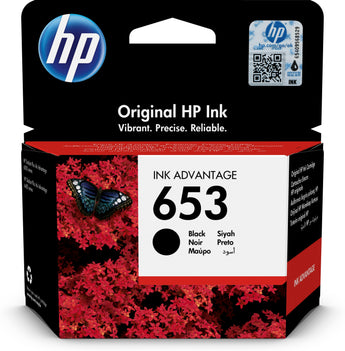 HP 653 Black Original Ink Advantage Cartridge (3YM75AE) for quality printing in homes, schools, and small businesses
