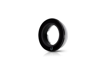 Ubiquiti UniFi Protect IR Range Extender (UVC-G4-LED) attached to a G4 Bullet camera, emitting infrared light for enhanced night vision.