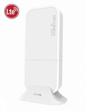 MikroTik wAP ac LTE kit: a small, weatherproof outdoor access point providing 2.4/5 GHz Wi-Fi and LTE connectivity.