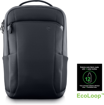 Dell EcoLoop Pro Slim 15 Laptop Backpack CP5724S, black, designed for laptops up to 15.6 inches, made with recycled materials.
