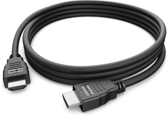 Dell HDMI 2.0 Cable 470-BDNM connecting a laptop to a TV, displaying a 4K resolution image.