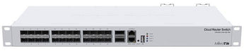 MikroTik CRS326-24S+2Q+RM: 24 SFP+ ports and 2 QSFP+ ports Cloud Router Switch for high-speed fiber connections.