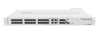 MikroTik CRS328-4C-20S-4S+RM: 1U rackmount switch with 20 SFP ports, 4 SFP+ ports, and 4 Gigabit/SFP combo ports.