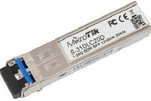 MikroTik MT-RBSFP-SM single-mode SFP module, 20Km range, LC connector for fast, reliable network connections.