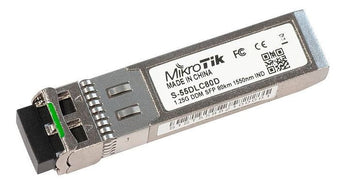 MikroTik MT-RBSFP-MM+ multi-mode SFP+ module. Used for short-range fiber optic connections in data centers and enterprise networks.