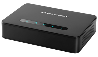 Black Grandstream DP750 DECT VoIP base station for wireless VoIP phone systems, providing long-range coverage for up to 5 handsets.