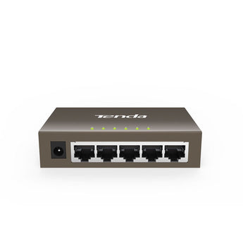 Tenda TEG1005D: 5-Port Gigabit desktop switch with ports for fast Ethernet connections. Desktop form factor, wall mountable.