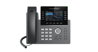 Grandstream GRP2615 desk phone with a 4.3-inch color display, 40 multi-purpose keys, Wi-Fi 6, and Bluetooth support.