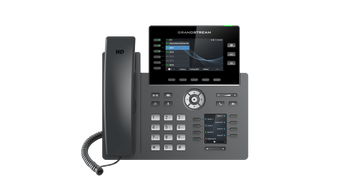 Grandstream GRP2616 desk phone with six line keys, HD audio, and PoE support for business communication.