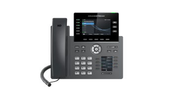 Grandstream GRP2616 desk phone with six line keys, HD audio, and PoE support for business communication.