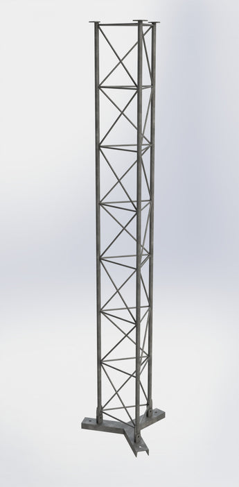 Lattice Mast Y-Base Assembly: Galvanized Y-Base attached to a 3-meter lattice section for stable mast mounting.