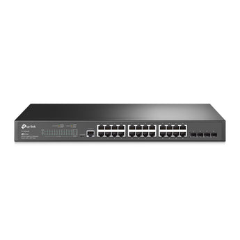 TP-Link JetStream TL-SG3428: 24-Port Gigabit L2+ managed switch with 4 SFP slots for Omada cloud networking and enhanced performance.