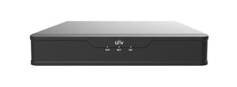 Uniview UNV EASY Series NVR301-08S3-P8: 8-channel NVR with 8 PoE ports, one HDD slot, and supports up to 4K resolution recording.