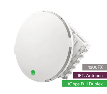 Siklu E-Band 80GHz PTP link with 1ft external antenna providing 1Gbps FDD wireless connectivity. Model SK-EH1200FX-1000-1FT.