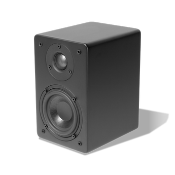 Black TruAudio CT Bookshelf Speaker: 4" glass fiber woofer, 1" aluminum tweeter for high-quality home audio and theater use.