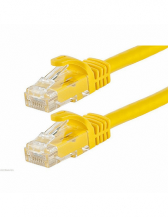 Yellow Acconet CAT6 0.5m UTP flylead (patch lead) used for network connections. Short cable with RJ45 connectors on both ends.