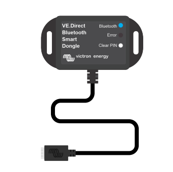 Victron VE.Direct Bluetooth Smart Dongle (VIC-VE-BT-DNGL). A small, white dongle enabling wireless monitoring of Victron Energy products via Bluetooth.