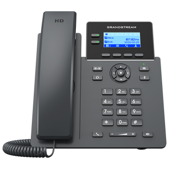 Grandstream GRP2602W desk phone with dual-band WiFi, two lines, HD audio, and user-friendly interface for efficient communication.