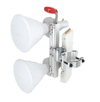 RFelements Twin Horn Bracket for mounting two Gen2 Symmetrical or CC Horn antennas. Facilitates dual AP setups and 4x4 deployments.