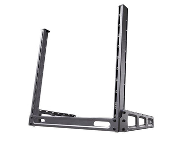 MikroTik 19-inch, 10U desktop rack. Adjustable angle, space for cable management. Can be mounted under or on a table.