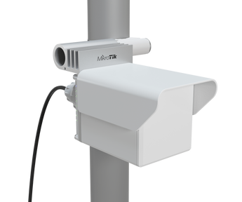 MikroTik Cube 60Pro ac antenna. White, cube-shaped outdoor wireless device. Features 60GHz and 5GHz for primary and backup connectivity.