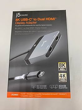 J5create JCA465 USB-C to Dual 4K HDMI or Single 8K HDMI Adapter