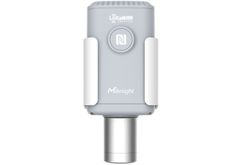 Milesight EM500-CO2 sensor measuring carbon dioxide, temperature, humidity, and barometric pressure using LoRaWAN technology.