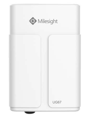 Milesight UG67-868M Outdoor LoRaWAN Gateway. Rugged enclosure with multiple antennas for long-range wireless communication in outdoor IoT applications.