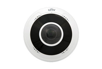 Uniview UNV IPC815SB-ADF14K-I0: a 5MP fisheye dome IP camera providing 360-degree surveillance for indoor or outdoor security.