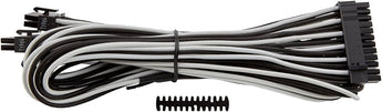 Corsair Premium Sleeved PSU Cables - White/Black, CP-8920163, Individually Sleeved Paracord Cables