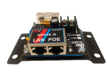 Passive Gigabit "Phantom" 4-pair PoE Injector. Supplies power to devices via Ethernet cable, with fuse and overvoltage protection.