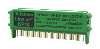 Clearline 10-way analogue signal line protector safeguarding sensitive equipment from voltage spikes and surges.