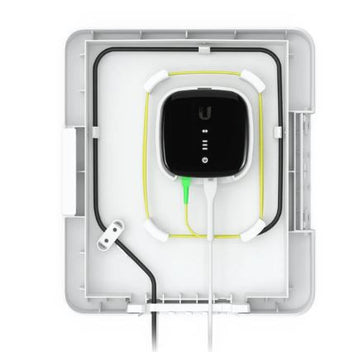 Ubiquiti UFiber Outdoor Terminal Box: A weatherproof, compact enclosure for terminating fiber optic cables, designed for pole mounting.
