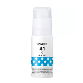 Canon GI-41 Cyan Ink Bottle for PIXMA MegaTank Printers, providing vibrant blues and greens.