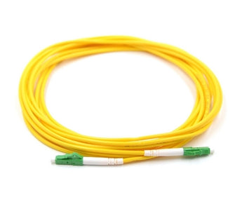 Acconet LC/APC to LC/APC Simplex 3M Single Mode fiber optic patch lead, green connectors, used for high-speed data transmission.