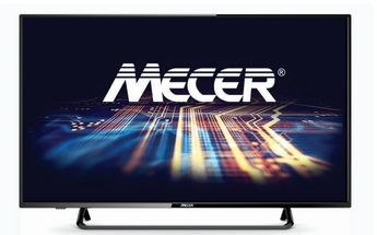MECER 43-inch Full HD LED monitor featuring HDMI, VGA, RCA, and USB ports. Ideal for media playback and clear visuals.