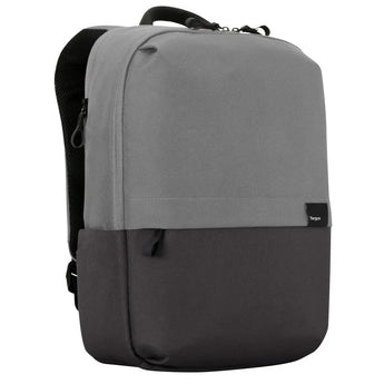 Targus Sagano 15.6 Inch Commuter Backpack, grey two-tone design. Eco-friendly laptop backpack with padded compartment.