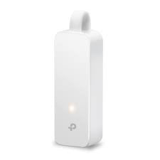 TP-Link UE300C, a compact USB-C to RJ45 Gigabit Ethernet adapter. Foldable design for portability, enabling wired network connectivity.