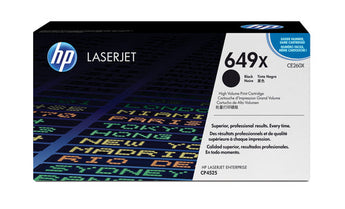 HP 649X High Yield Black Toner Cartridge (CE260X) for HP LaserJet printers.