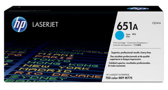 HP 651A Cyan Toner Cartridge (CE341A) for Color LaserJet printers. Delivers 16,000 pages.