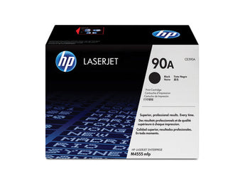 HP 90A Black Original LaserJet Toner Cartridge CE390A for LaserJet Enterprise printers. Prints up to 10,000 pages.