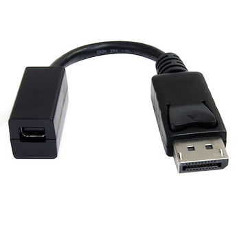 Mini DisplayPort female to DisplayPort male adapter cable for connecting devices with different display interfaces.