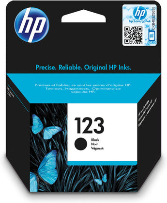 HP 123 Black Original Ink Cartridge (F6V17AE) for reliable, high-quality printing in homes and offices.