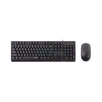 Rapoo X130PRO Wired Optical Keyboard and Mouse Combo, black. USB connection, spill-resistant design.