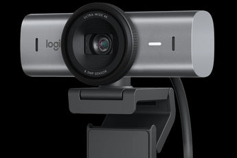 Logitech MX Brio 705 Webcam in Slate color, providing 4K Ultra HD resolution for video conferencing and streaming.