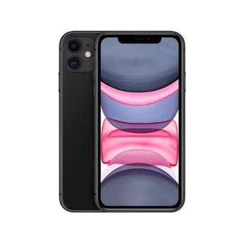 Apple iPhone 11 128GB Black: 6.1-inch Liquid Retina display, dual-camera system, A13 Bionic chip. Smartphone showcasing its design.
