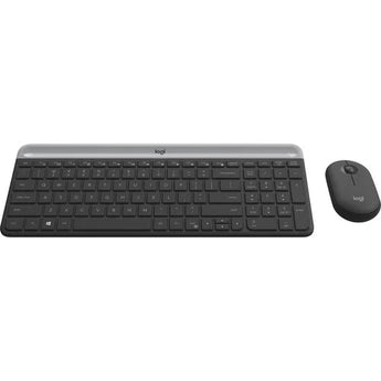 Logitech MK470 slim wireless keyboard and mouse combo in graphite with USB receiver.